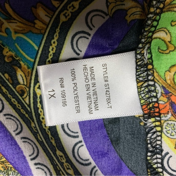 Trendy Status Print Short Sleeve Button Front Shirt - Multi Color 1x - Picture 7 of 7